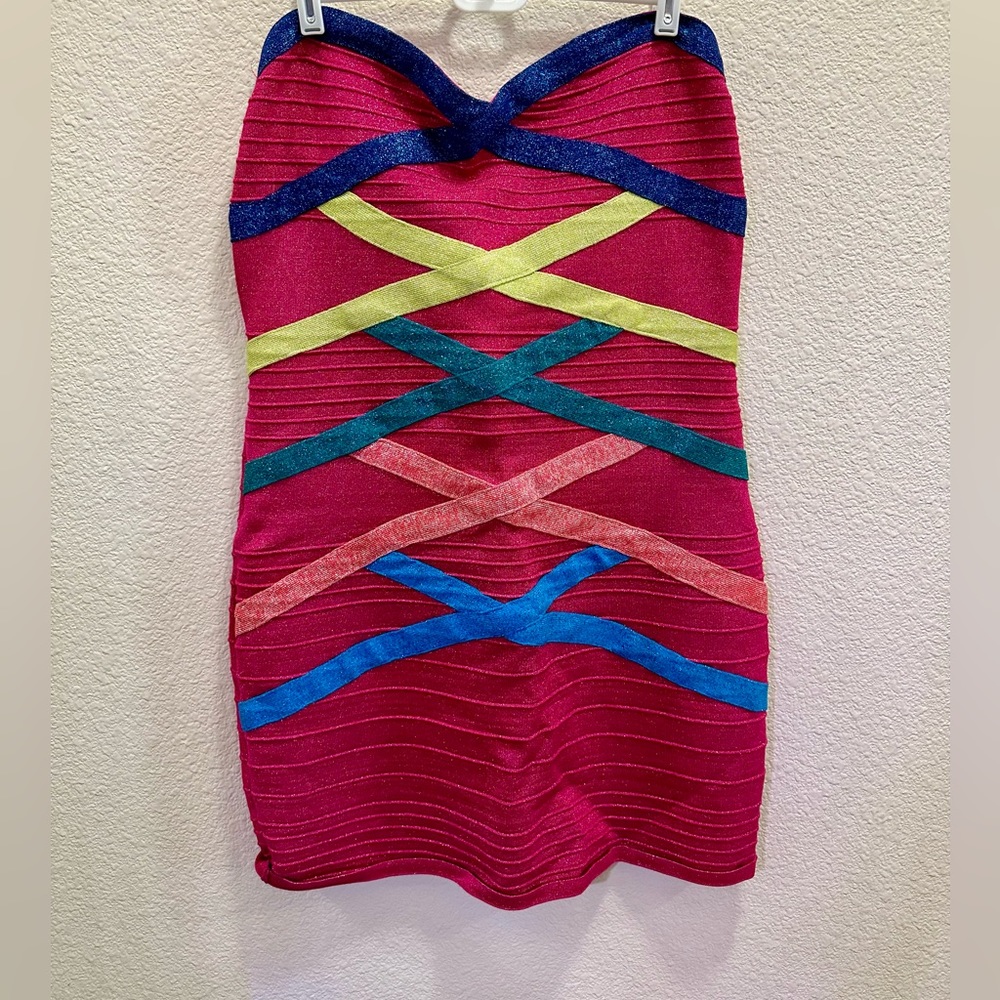 Forever 21 Pink Sparkle Bandage Bodycon Mini Dress Size 3X